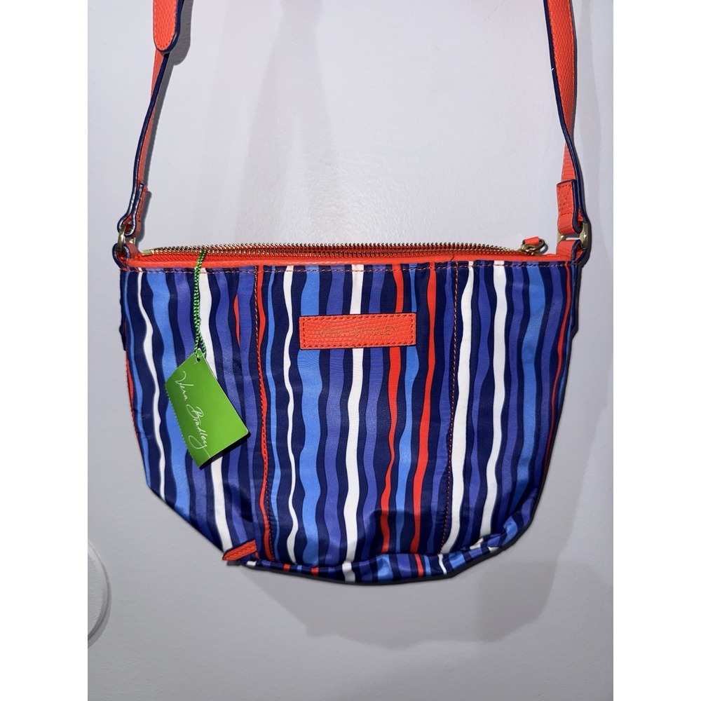 Vera Bradley Preppy Poly Crossbody Purse Handbag Cobalt Stripe Retired‎ Blue NWT